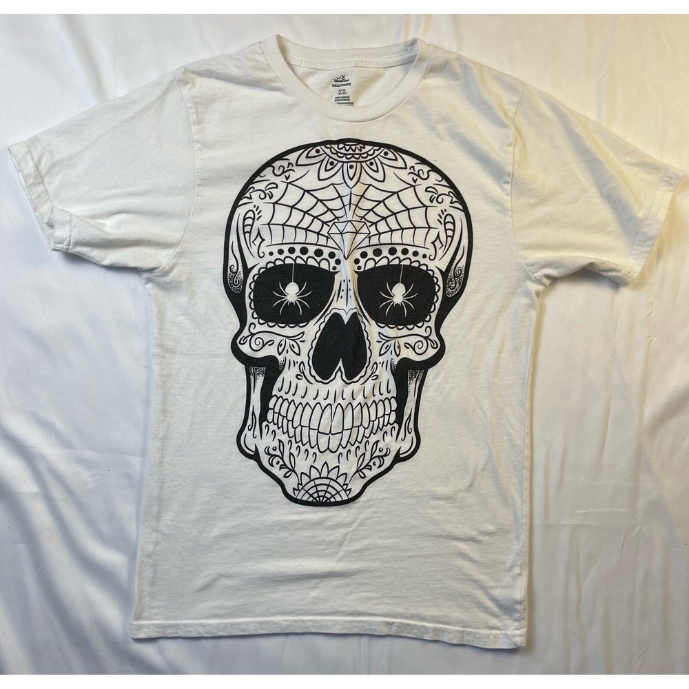 Sugar Skull Spider T Shirt Mens Small Día de los Muertos Graphic Tee